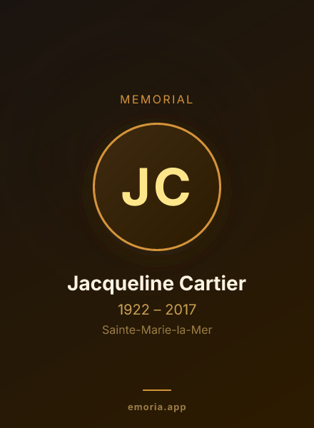 Memorial portrait of Jacqueline Cartier