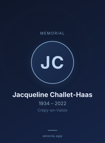 Memorial portrait of Jacqueline Challet-Haas