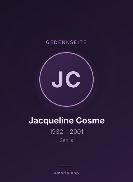 Gedenkportrait von Jacqueline Cosme