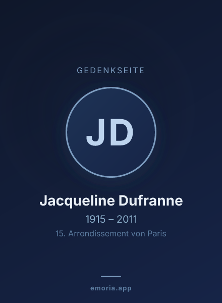 Gedenkportrait von Jacqueline Dufranne