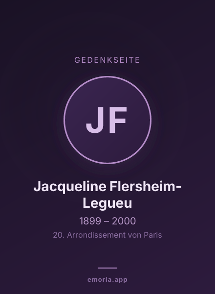 Gedenkportrait von Jacqueline Flersheim-Legueu