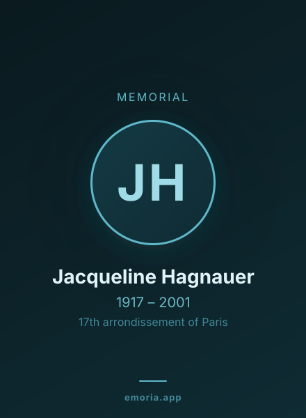Memorial portrait of Jacqueline Hagnauer