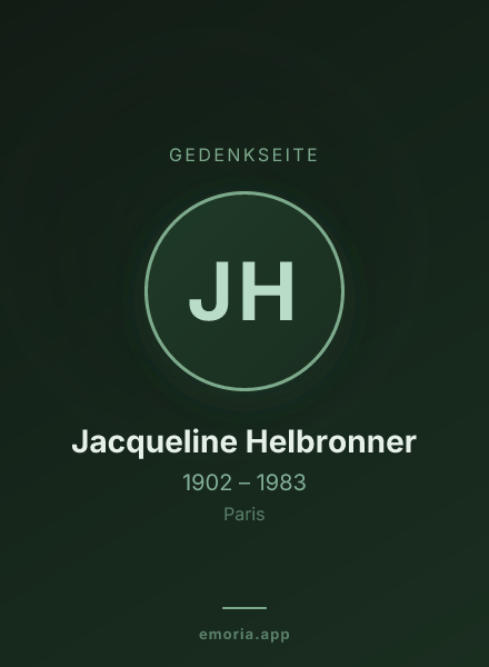 Gedenkportrait von Jacqueline Helbronner