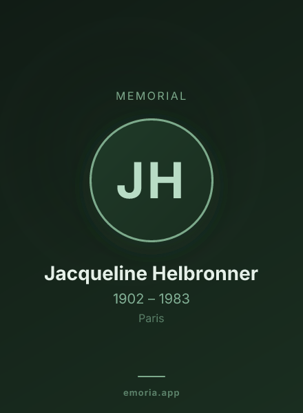 Memorial portrait of Jacqueline Helbronner