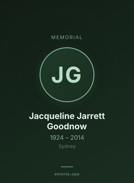 Memorial portrait of Jacqueline Jarrett Goodnow