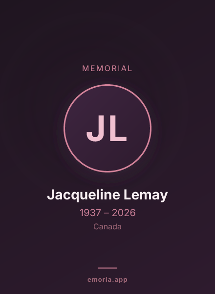 Memorial portrait of Jacqueline Lemay