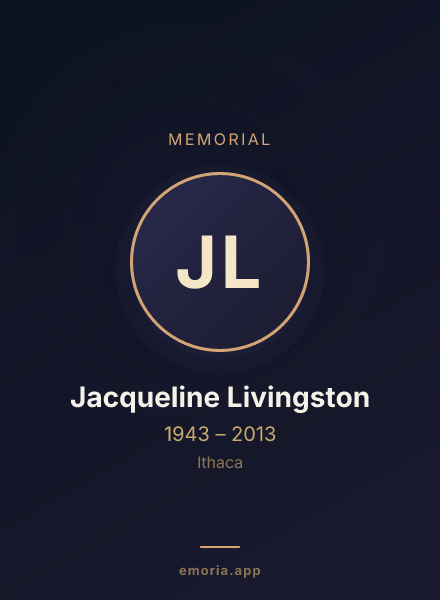 Memorial portrait of Jacqueline Livingston