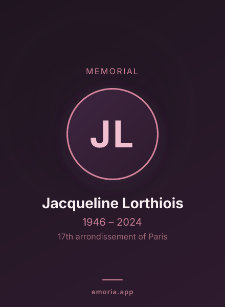 Memorial portrait of Jacqueline Lorthiois