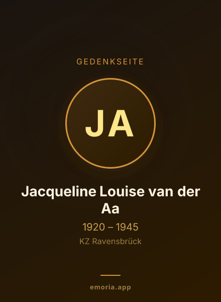 Gedenkportrait von Jacqueline Louise van der Aa