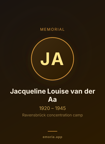 Memorial portrait of Jacqueline Louise van der Aa