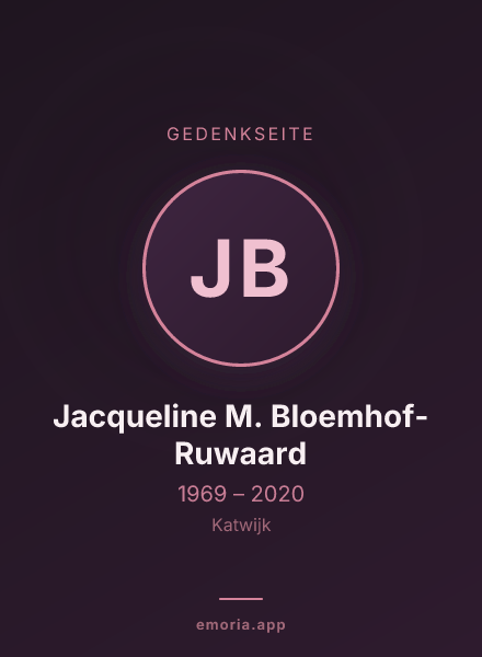 Gedenkportrait von Jacqueline M. Bloemhof-Ruwaard