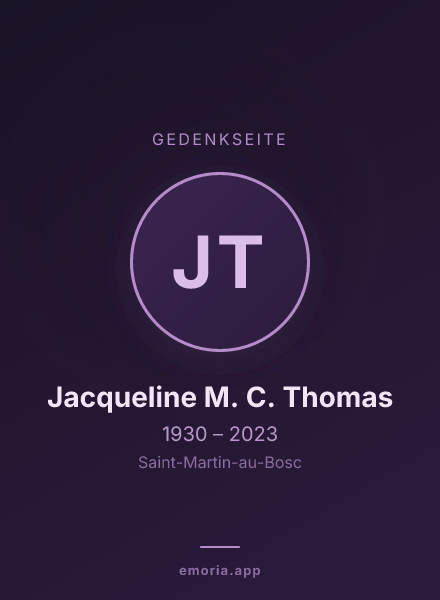 Gedenkportrait von Jacqueline M. C. Thomas