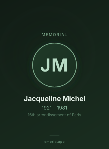 Memorial portrait of Jacqueline Michel
