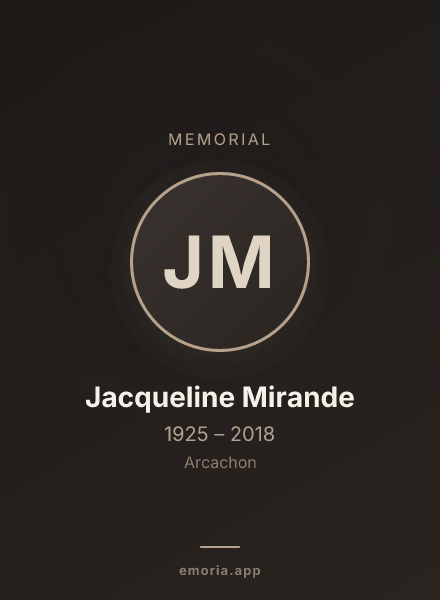Memorial portrait of Jacqueline Mirande