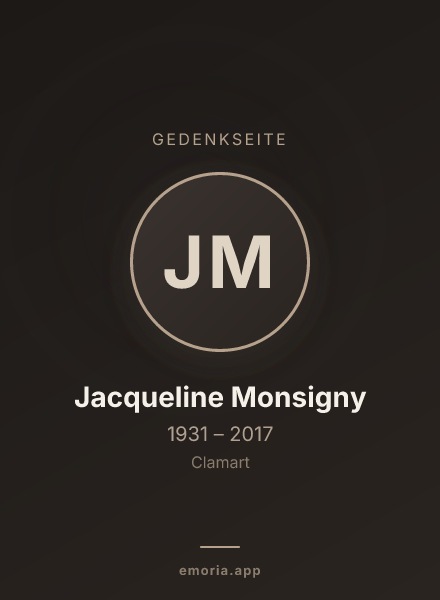 Gedenkportrait von Jacqueline Monsigny