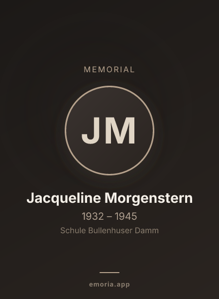 Memorial portrait of Jacqueline Morgenstern