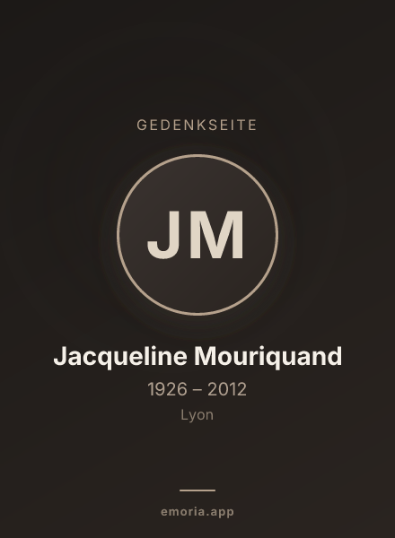 Gedenkportrait von Jacqueline Mouriquand