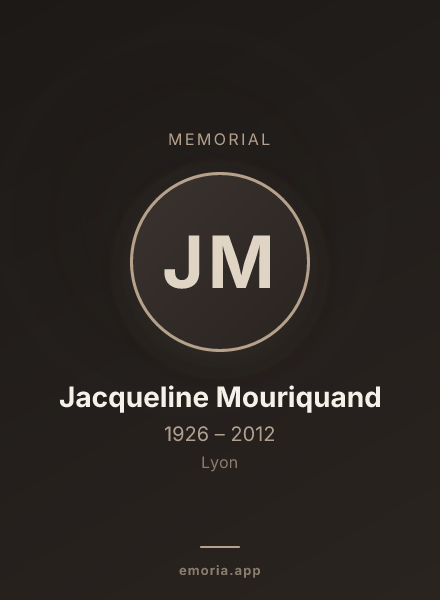 Memorial portrait of Jacqueline Mouriquand