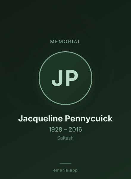 Memorial portrait of Jacqueline Pennycuick