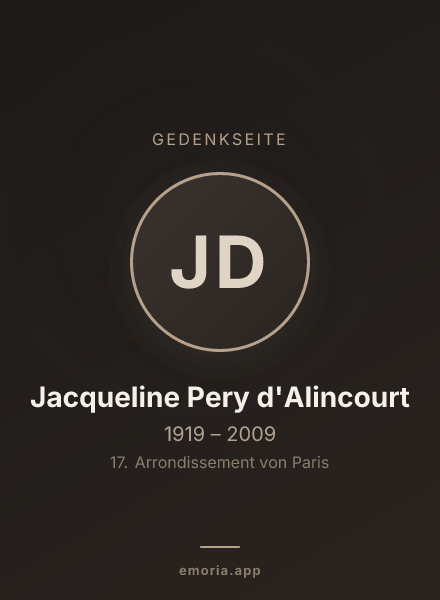 Gedenkportrait von Jacqueline Pery d'Alincourt