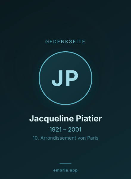Gedenkportrait von Jacqueline Piatier