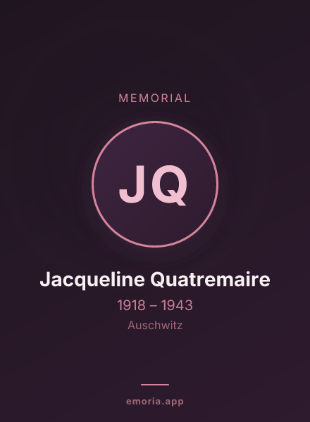 Memorial portrait of Jacqueline Quatremaire