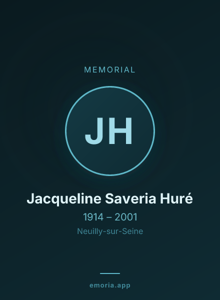 Memorial portrait of Jacqueline Saveria Huré