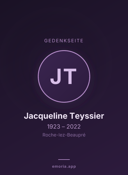 Gedenkportrait von Jacqueline Teyssier