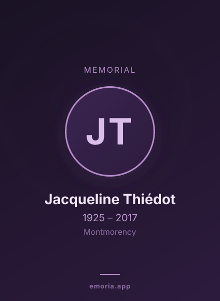 Memorial portrait of Jacqueline Thiédot