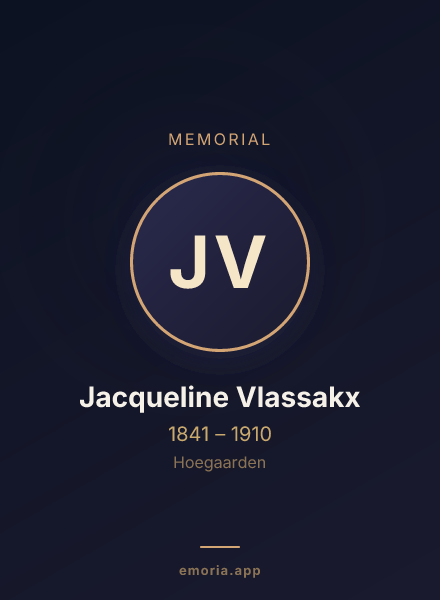 Memorial portrait of Jacqueline Vlassakx