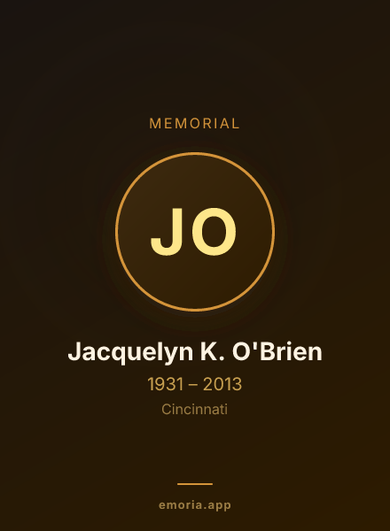 Memorial portrait of Jacquelyn K. O'Brien
