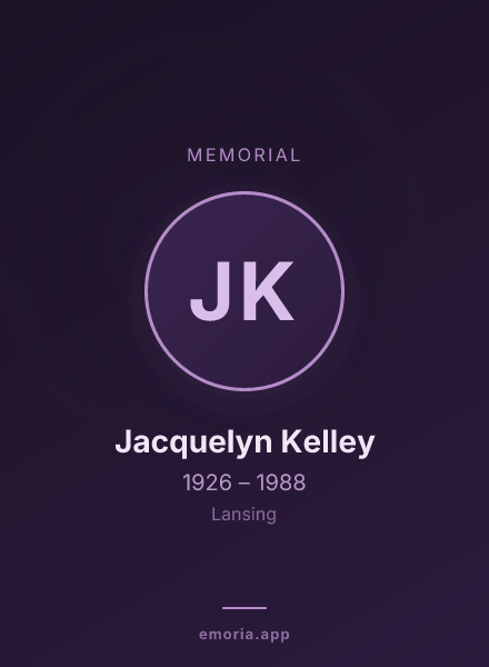 Memorial portrait of Jacquelyn Kelley