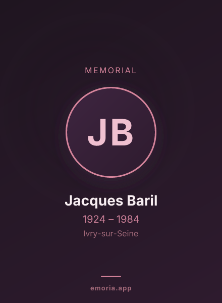 Memorial portrait of Jacques Baril