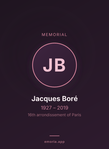 Memorial portrait of Jacques Boré