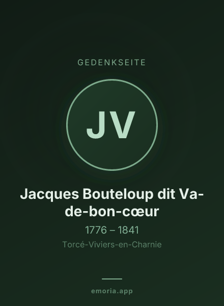 Gedenkportrait von Jacques Bouteloup dit Va-de-bon-cœur