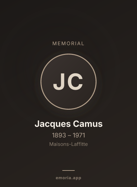 Memorial portrait of Jacques Camus