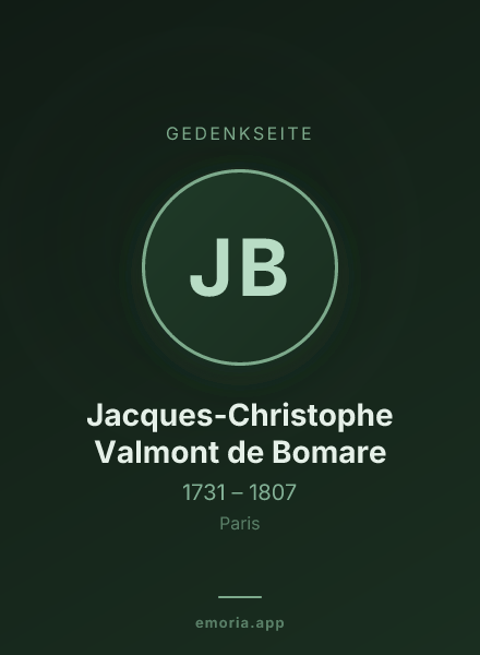 Gedenkportrait von Jacques-Christophe Valmont de Bomare
