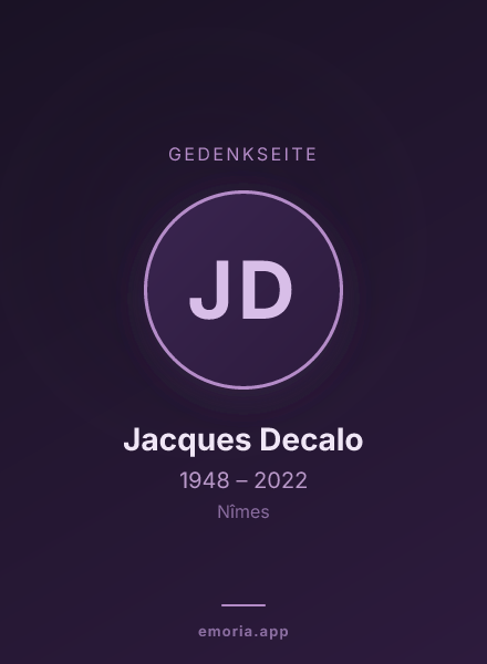 Gedenkportrait von Jacques Decalo