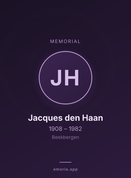 Memorial portrait of Jacques den Haan