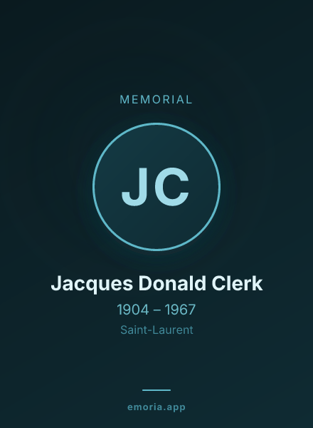 Memorial portrait of Jacques Donald Clerk