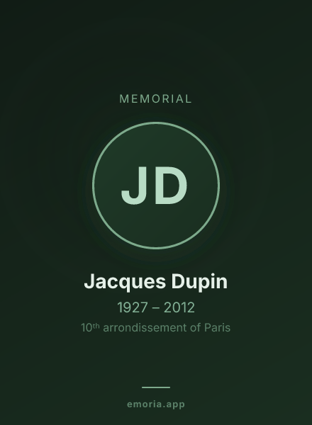 Memorial portrait of Jacques Dupin