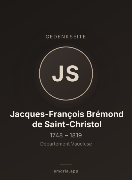 Gedenkportrait von Jacques-François Brémond de Saint-Christol