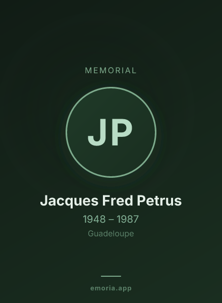 Memorial portrait of Jacques Fred Petrus