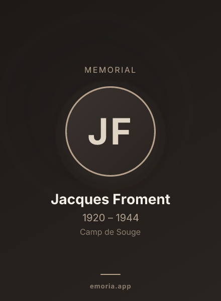 Memorial portrait of Jacques Froment