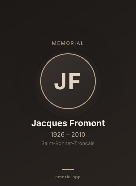 Memorial portrait of Jacques Fromont