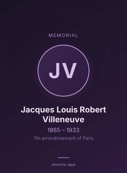 Memorial portrait of Jacques Louis Robert Villeneuve