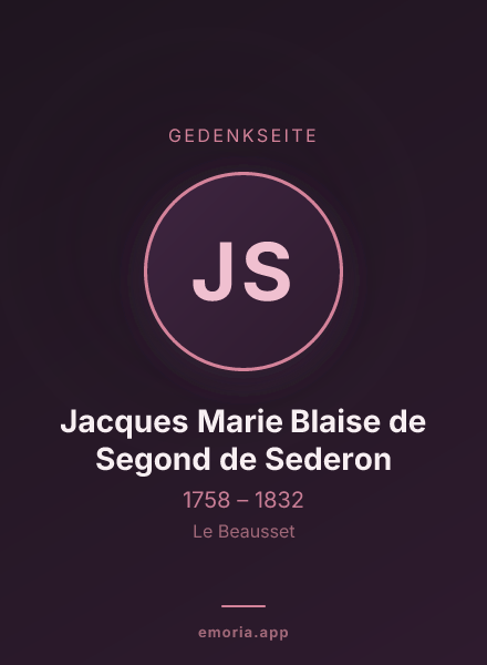 Gedenkportrait von Jacques Marie Blaise de Segond de Sederon