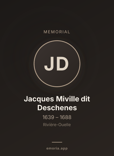Memorial portrait of Jacques Miville dit Deschenes