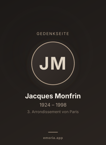 Gedenkportrait von Jacques Monfrin