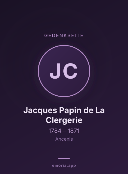 Gedenkportrait von Jacques Papin de La Clergerie